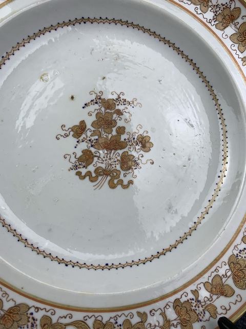古玩陶瓷粉彩描金花卉紋大盤拍賣，當前價格1388元