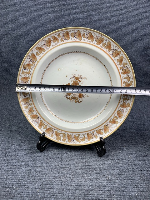 古玩陶瓷粉彩描金花卉紋大盤拍賣，當前價格1388元