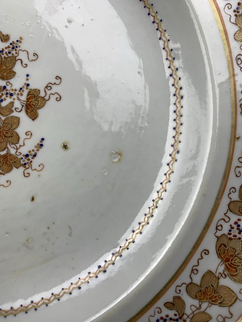 古玩陶瓷粉彩描金花卉紋大盤拍賣，當前價格1388元