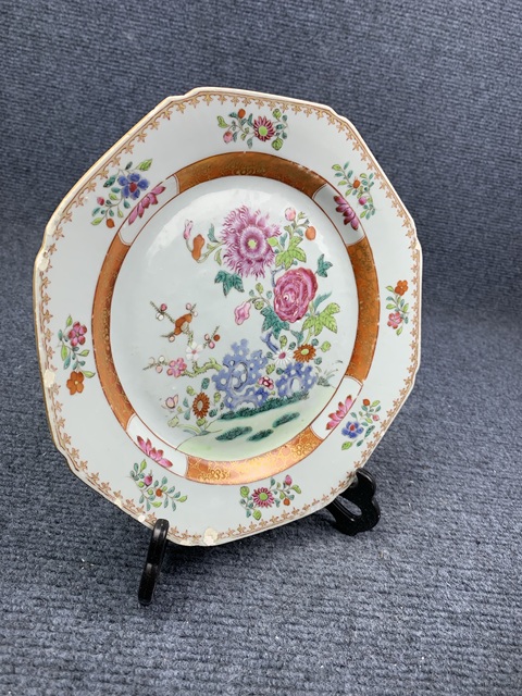 古玩陶瓷乾隆粉彩/洋彩洞石牡丹紋八方盤拍賣,當前價格1288元