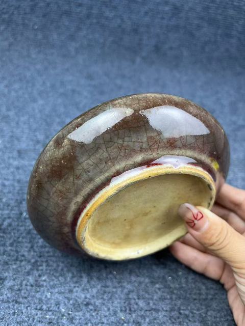 古玩陶瓷郎紅釉貼塑螭龍紋水洗拍賣,當前價格4800元