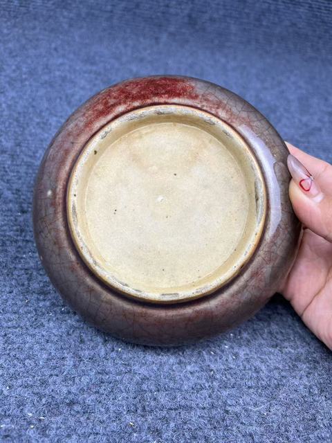 古玩陶瓷郎紅釉貼塑螭龍紋水洗拍賣,當前價格4800元