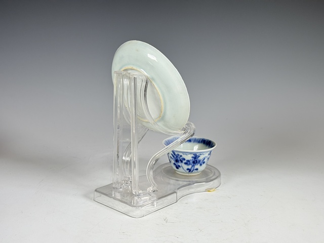古玩陶瓷清康熙·精品青花花卉紋杯碟拍賣，當前價格1500元