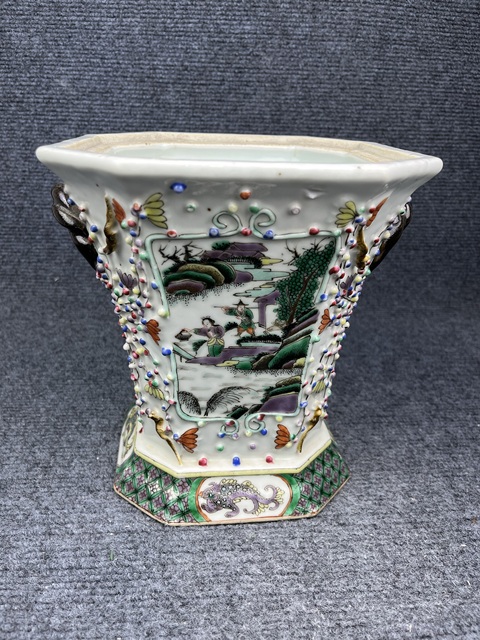 古玩陶瓷五彩開窗人物故事紋花插拍賣,當(dāng)前價格5888元