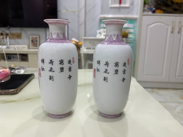 古玩陶瓷琺瑯彩花鳥紋賞瓶一對拍賣,當前價格3888元