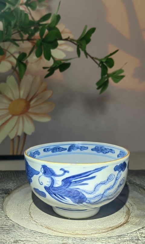 古玩陶瓷清中青花龍鳳呈祥紋杯拍賣，當前價格16800元