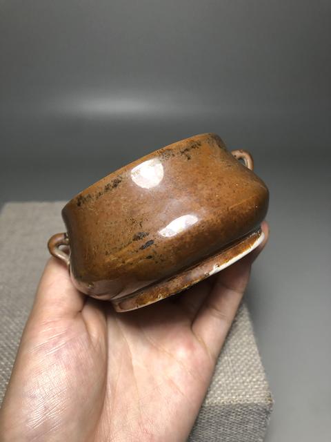 古玩陶瓷清，紫金釉雙耳爐拍賣，當前價格1200元