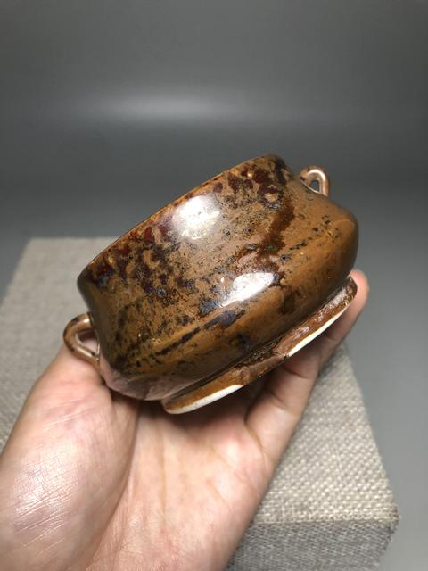 古玩陶瓷清，紫金釉雙耳爐拍賣，當前價格1200元