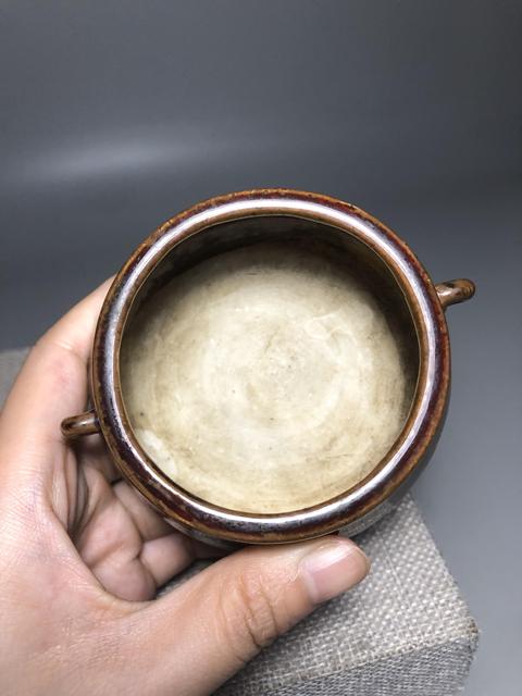 古玩陶瓷清，紫金釉雙耳爐拍賣，當前價格1200元