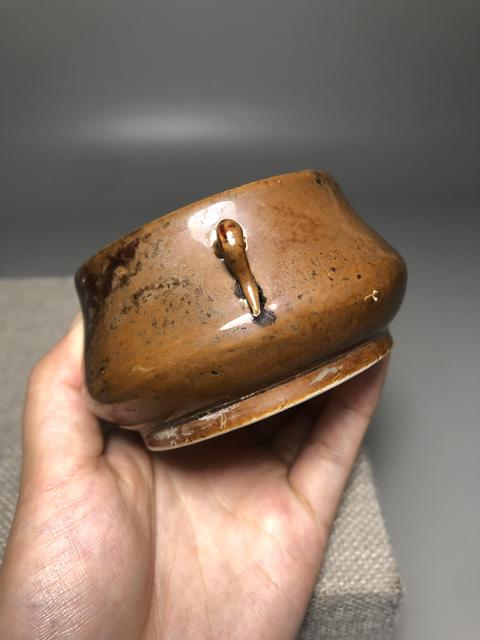 古玩陶瓷清，紫金釉雙耳爐拍賣，當前價格1200元