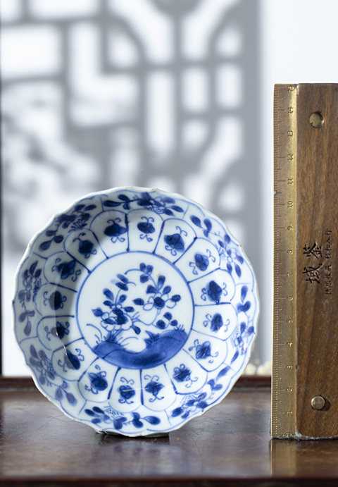 古玩陶瓷清康熙·青花花卉紋花口碟一對(duì)拍賣(mài)，當(dāng)前價(jià)格1024元