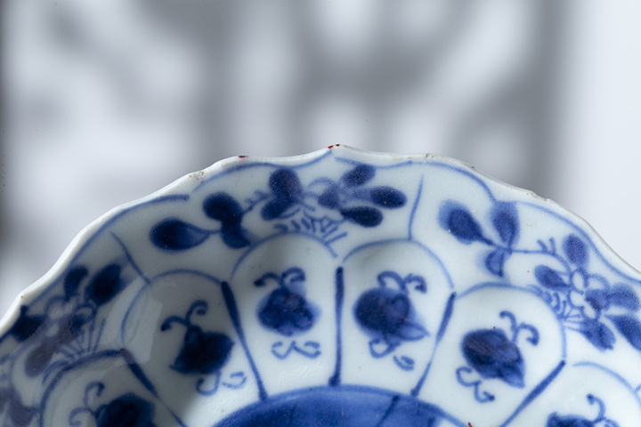 古玩陶瓷清康熙·青花花卉紋花口碟一對(duì)拍賣(mài)，當(dāng)前價(jià)格1024元