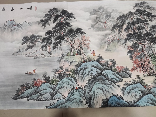 古玩字畫帶合影中美協(xié)會員名家羅峻 山水拍賣,當(dāng)前價格698元