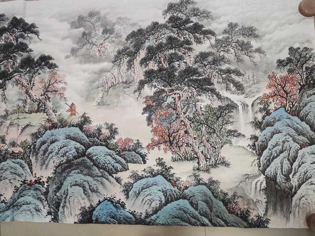 古玩字畫帶合影中美協(xié)會員名家羅峻 山水拍賣,當(dāng)前價格698元