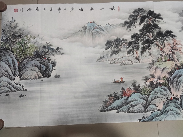 古玩字畫帶合影中美協(xié)會員名家羅峻 山水拍賣,當(dāng)前價格698元