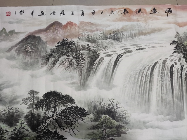 古玩字畫帶合影中美協(xié)名家羅峻 山水拍賣,當(dāng)前價格588元