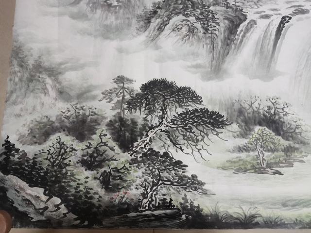 古玩字畫帶合影中美協(xié)名家羅峻 山水拍賣,當(dāng)前價格588元