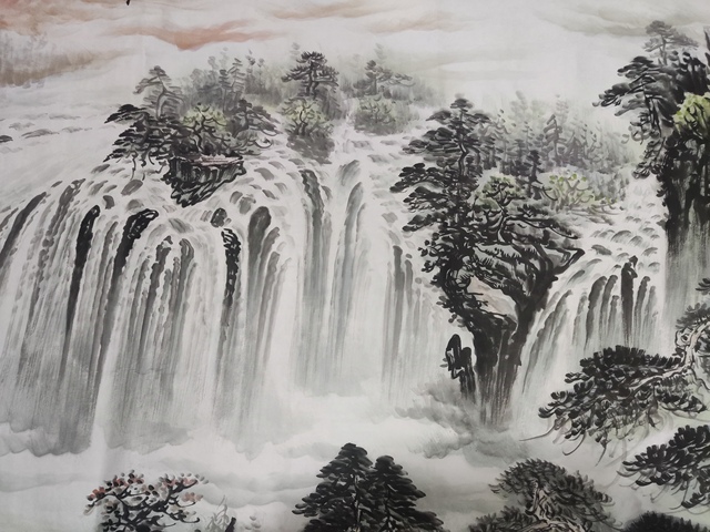 古玩字畫帶合影中美協(xié)名家羅峻 山水拍賣,當(dāng)前價格588元