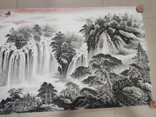 古玩字畫帶合影中美協(xié)名家羅峻 山水拍賣,當(dāng)前價格588元