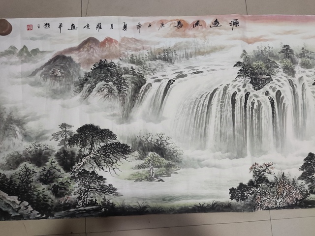 古玩字畫帶合影中美協(xié)名家羅峻 山水拍賣,當(dāng)前價格588元