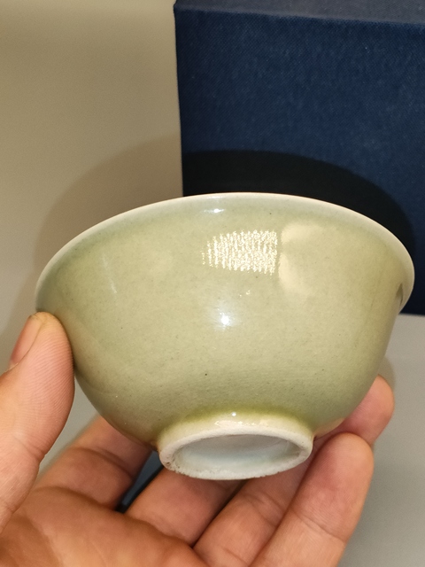 古玩陶瓷清末民初,淡青釉茶碗,茶園拍賣,當前價格399元