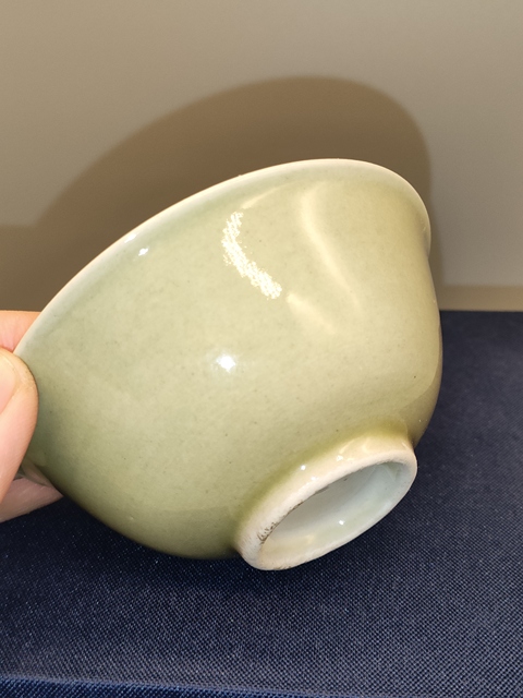 古玩陶瓷清末民初,淡青釉茶碗,茶園拍賣,當前價格399元