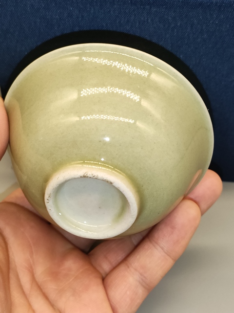 古玩陶瓷清末民初,淡青釉茶碗,茶園拍賣,當前價格399元