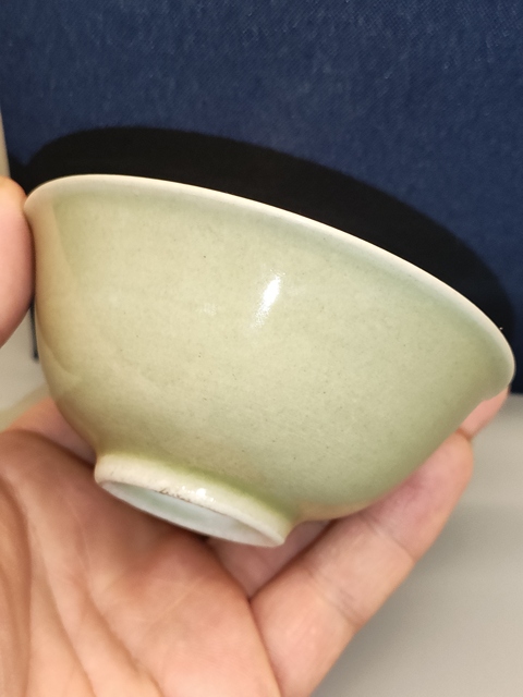 古玩陶瓷清末民初,淡青釉茶碗,茶園拍賣,當前價格399元