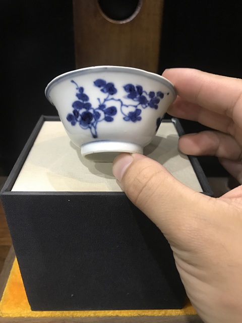 古玩陶瓷（精品馬蹄杯）清-康熙-梅花紋-青花馬蹄杯拍賣，當前價格732元