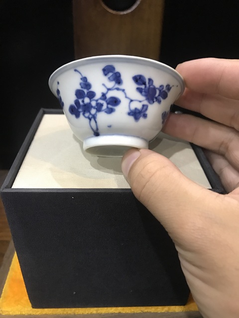 古玩陶瓷（精品馬蹄杯）清-康熙-梅花紋-青花馬蹄杯拍賣，當前價格732元