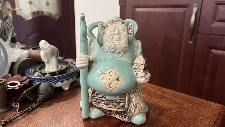 古玩陶瓷托塔天王李靖造像拍賣，當前價格555元