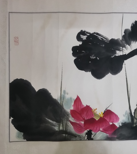 古玩字畫中美協會員山東青島畫家蘆巍荷塘雨霽拍賣，當前價格499元