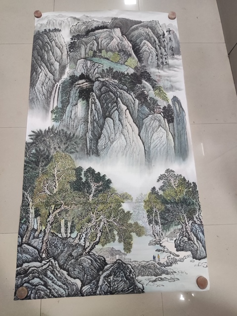 古玩字畫帶合影中美協會員名家羅峻 山水拍賣,當前價格588元