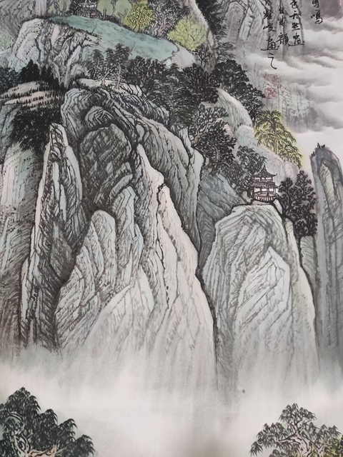 古玩字畫帶合影中美協會員名家羅峻 山水拍賣,當前價格588元