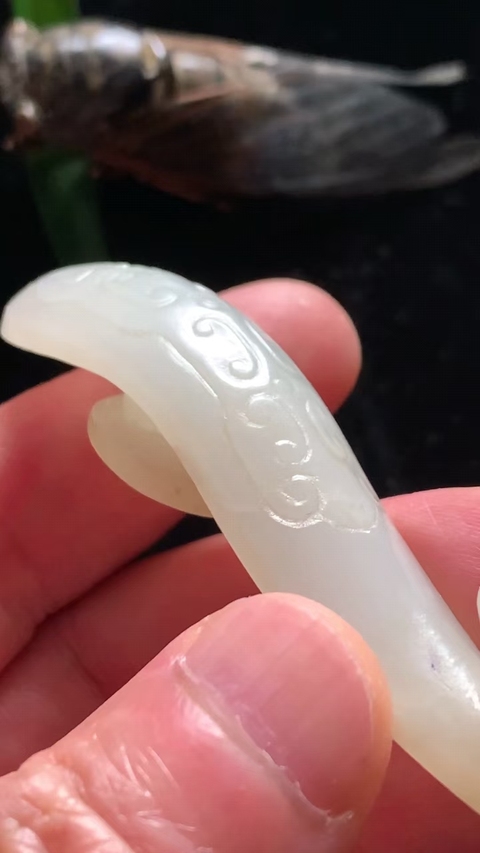 古玩玉器清代和田玉雕“龍首帶鉤”拍賣，當前價格28000元
