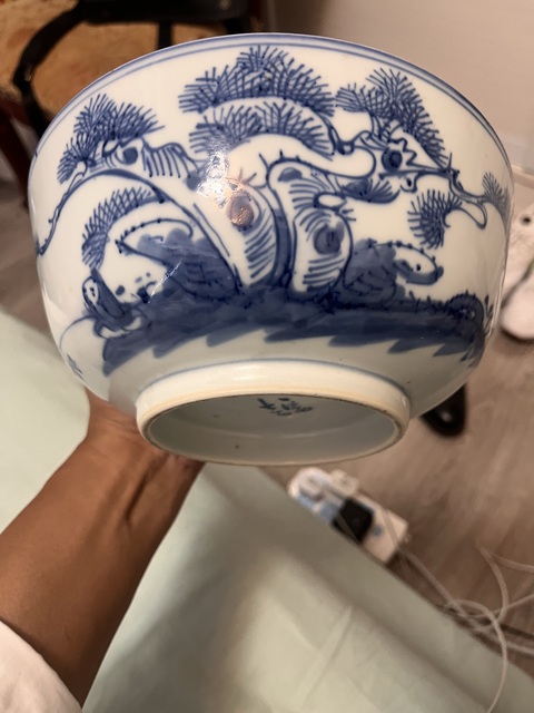 古玩陶瓷清晚期·渭水投竿日歧山入夢晨青花海碗拍賣,當前價格2999元