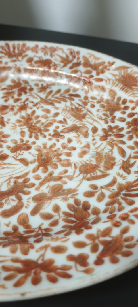 古玩陶瓷花鳥蝶紋廣彩盤真品鑒賞圖