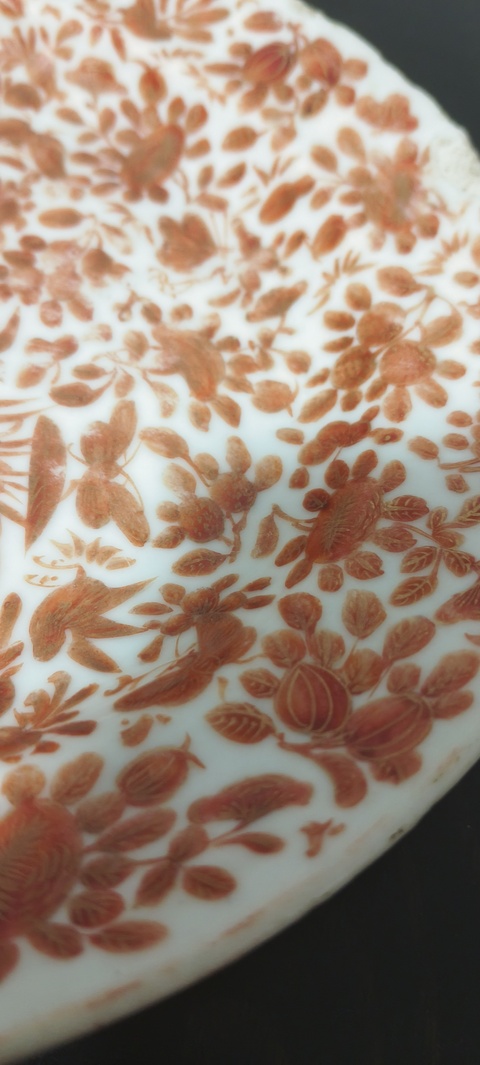 古玩陶瓷花鳥蝶紋廣彩盤真品鑒賞圖