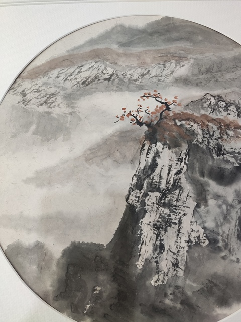 古玩字畫手工精裱中美協名家王小軍 山水圓光拍賣,當前價格328元
