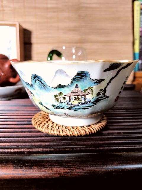 古玩陶瓷粉彩江西十景詩文碗拍賣，當前價格12000元