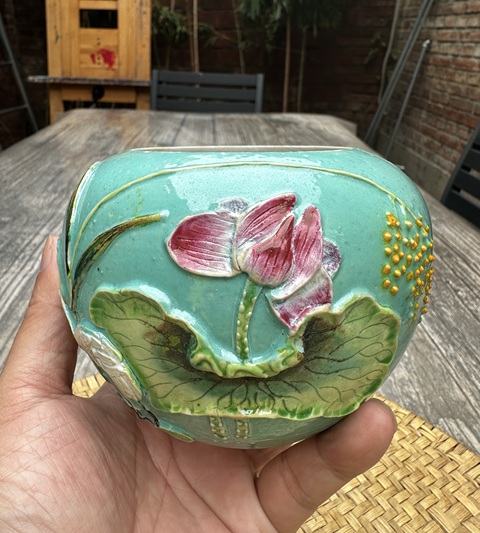 古玩陶瓷綠松石釉粉彩堆塑一路連科水呈拍賣,當前價格3555元