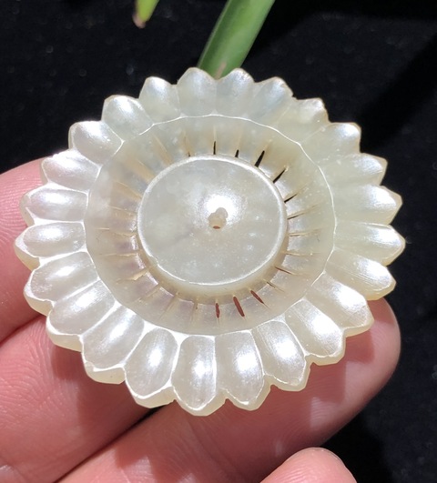 古玩玉器明代和田玉雕“帽花”拍賣，當前價格3300元