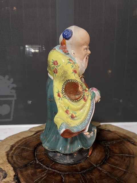 古玩陶瓷游隆盛粉彩壽星瓷塑拍賣,當前價格1200元