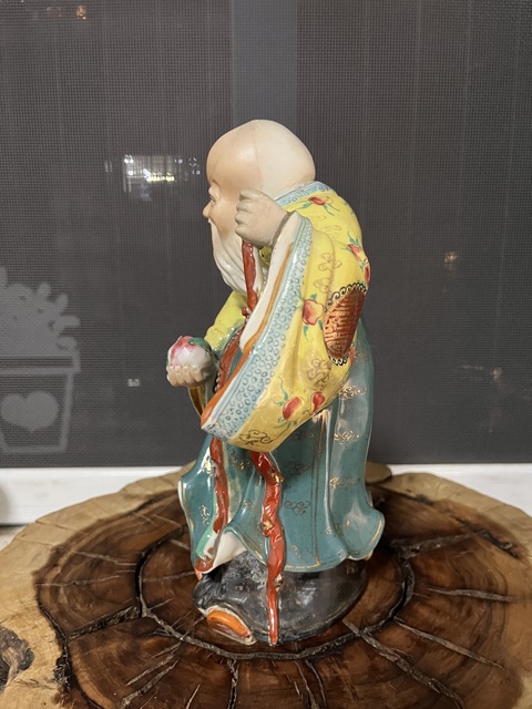 古玩陶瓷游隆盛粉彩壽星瓷塑拍賣,當前價格1200元