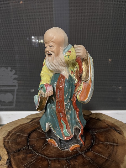 古玩陶瓷游隆盛粉彩壽星瓷塑拍賣,當前價格1200元