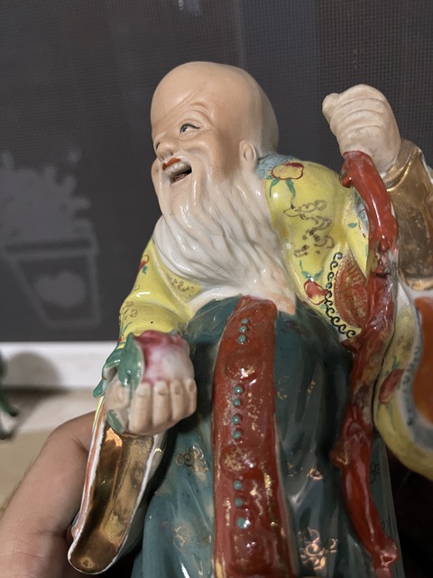 古玩陶瓷游隆盛粉彩壽星瓷塑拍賣,當前價格1200元
