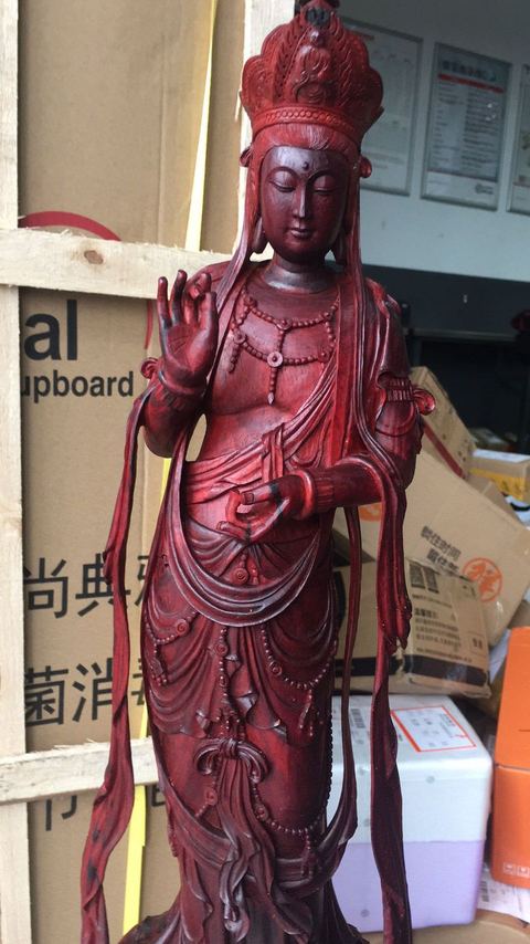 古玩雜項木雕觀音擺件拍賣,當前價格38000元