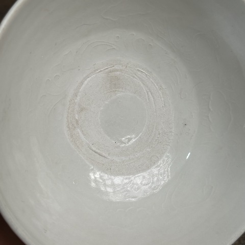 古玩陶瓷金代，霍州窯白釉印花茶盞拍賣，當前價格26000元