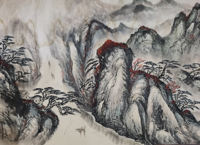 古玩字畫河北美協(xié)會員著名山水畫家呂硯學山水拍賣，當前價格199元