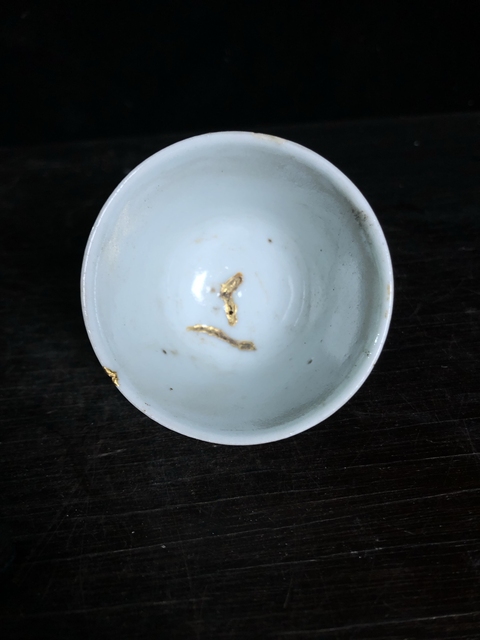 古玩陶瓷淺降彩山水人物紋杯子真品鑒賞圖